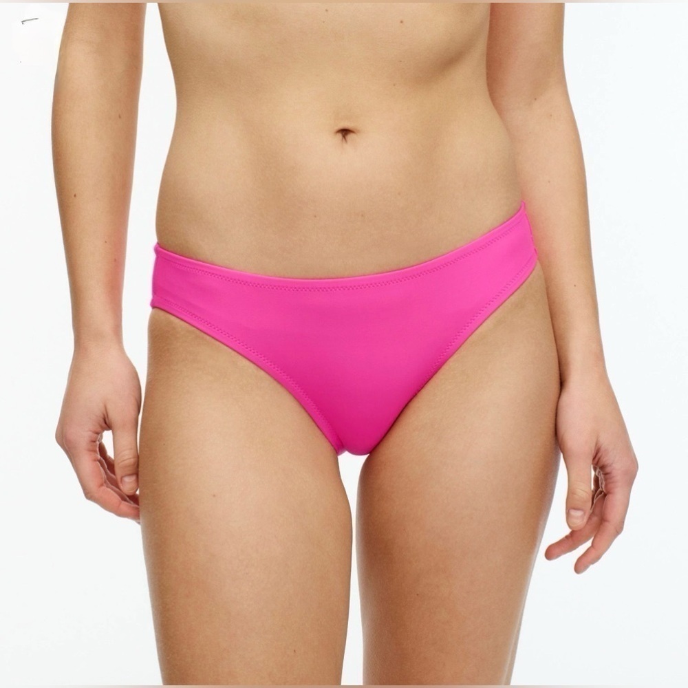 NWT J. Crew Pink Curved Waist Cheeky Bikini Bottom, Mid Rise, Size XL